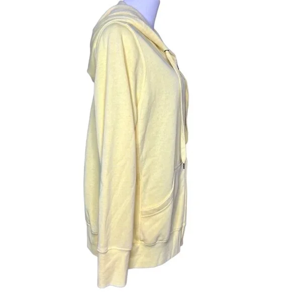 French Laundry Yellow Hoodie Zip Front Jacket Sweatshirt Fleece XL Casual NWT - Picture 2 of 10